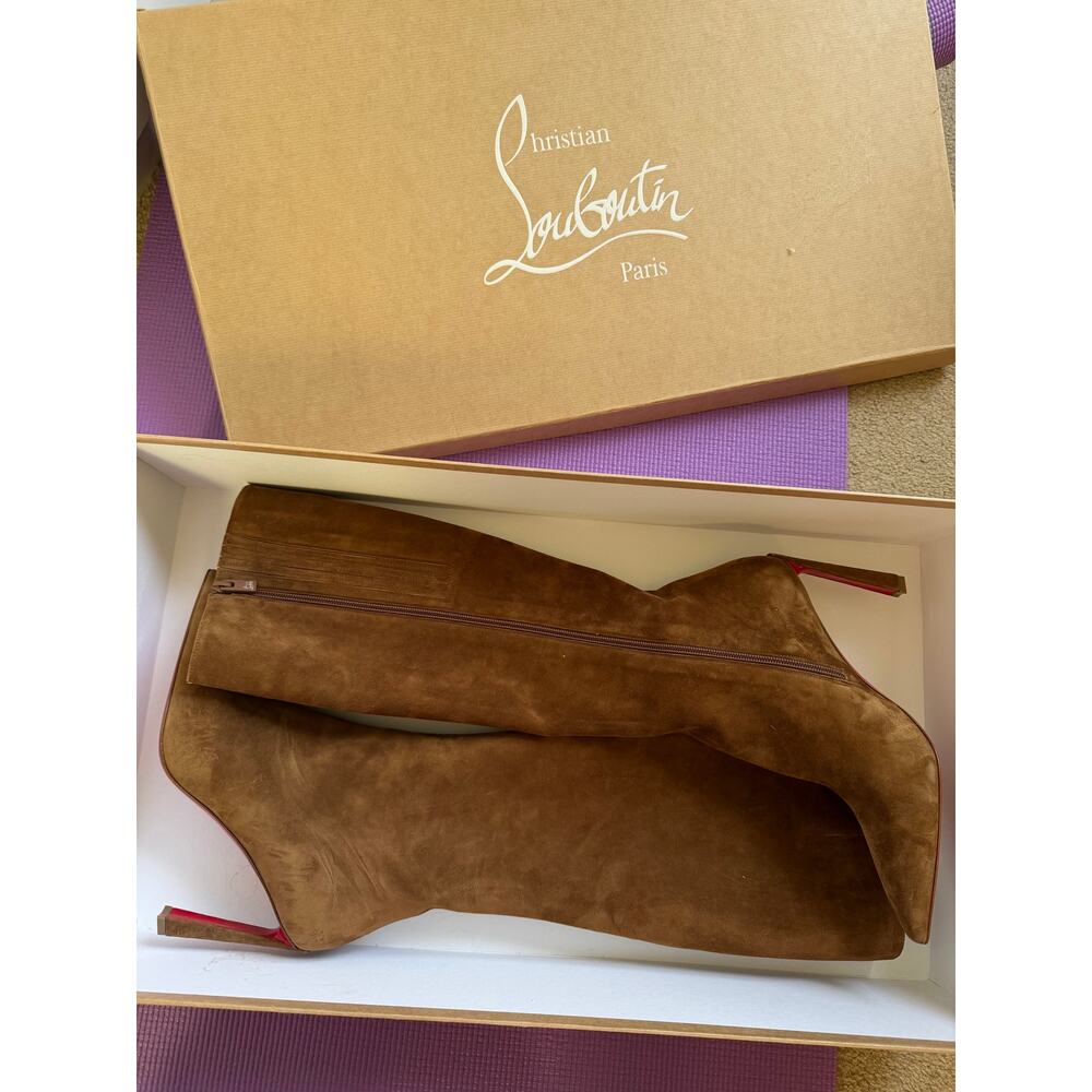 New Christian Louboutin Condora Botta 85 Brown Suede Boots Size 40 US 10 Women